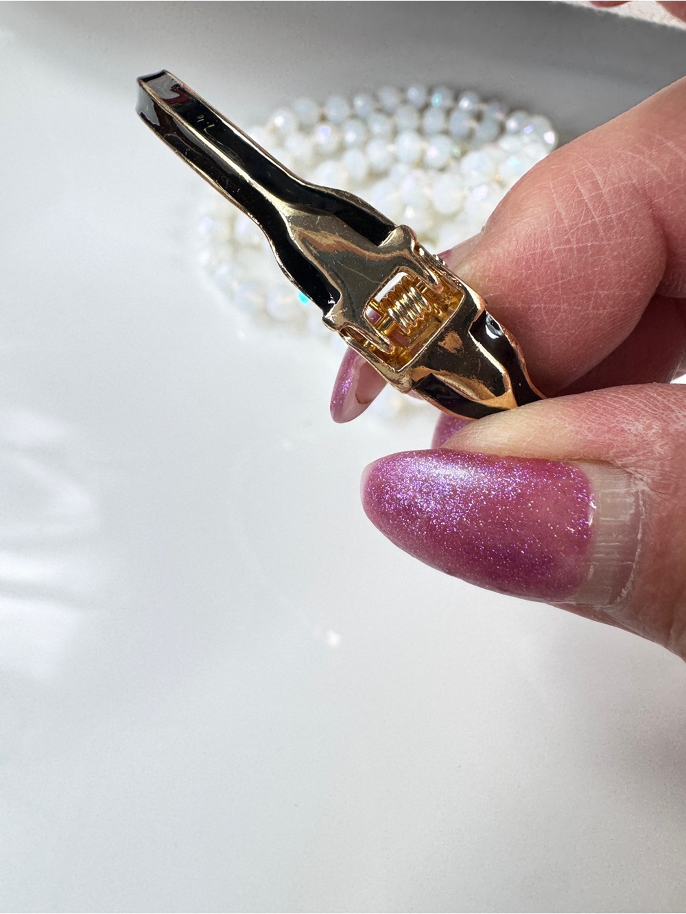 Eraser & Pencil Black and Gold Hinged Bangle Bracelet - Picture 5 of 6